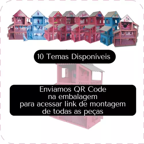 Casa De 60 Cm P/ Bonecas Com 44 Móveis + Nome Da Criança