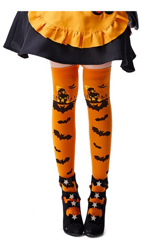 Calcetines Naranja Murciélago Halloween Medias Disfraces