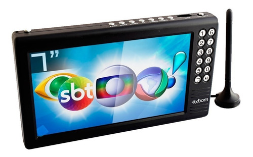Tv Tela 7 Hd Portátil Digital C/ Bateria Usb Rádio Fm Mp3 Av