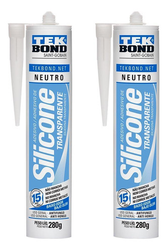 Silicone Neutro Tek Bond De Uso Geral Kit 2 Unidades 280g