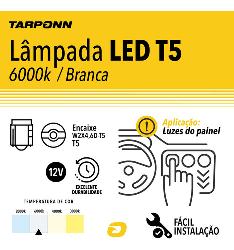Par Lâmpada Led Pinguinho T5 6000k W2x4,6d 12v Tarponn