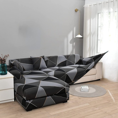 Funda Para Sillon Tipo L 2 Piezas Elastica Diseño Piedra