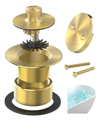 Sogmeter Desague De Banera De Oro Cepillado, Atrapa Pelo Y P