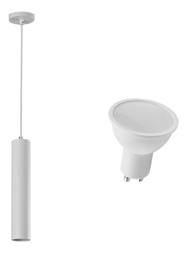 Lampara Colgante Led Blanco Tubular 35cm Gu10 7w Luz Cálida