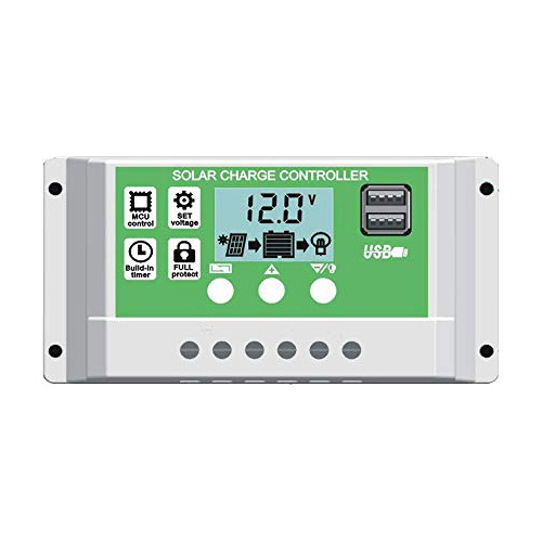 Controlador De Carga Solar Pwm De 30a 12v 24v Compatibl...