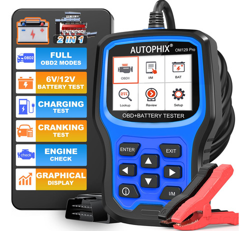 Autophix Om129 Pro Obd2 Escáner Probador De Batería 2 En 1