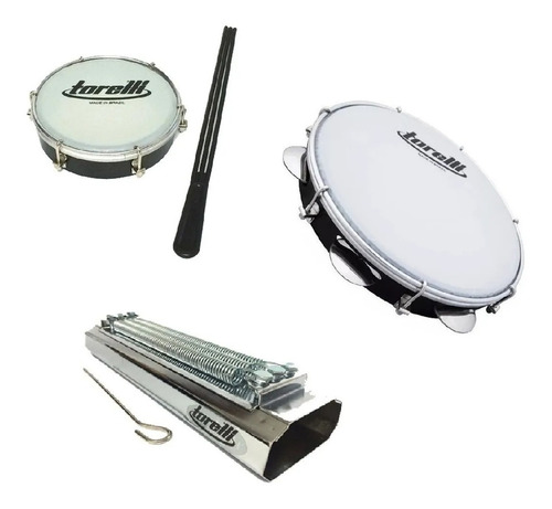 Kit Pagode Torelli Reco Reco + Tamborim + Pandeiro 10''