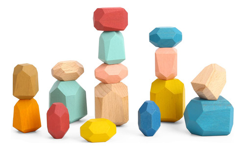 Tookyland 16 Pcs Sorder De Madera Rocas De Piedra Balancing,