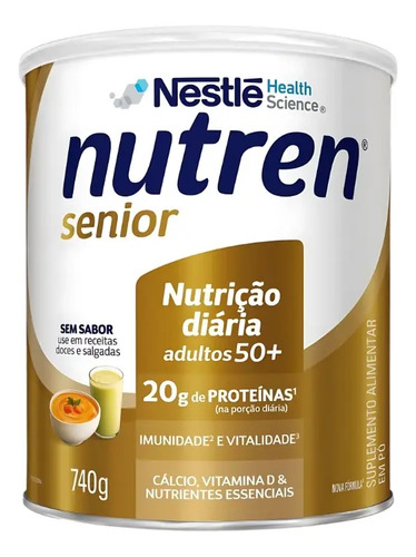 Suplemento em pó Nutren Senior 50+ Carboidratos Sem sabor x 740g