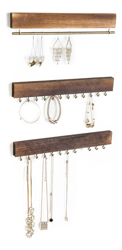 Mygift Organizador De Joyas De Pared De 3 Piezas, Estante De