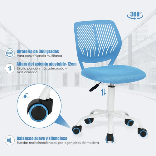 Silla De Oficina Altura Ajustable Carnation Azul Moderna