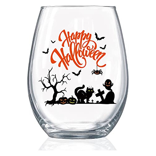 Copa De Vino Sin Pie De Halloween - Regalo De Halloween...