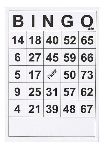 Tarjetas De Papel De Juego Bingo 1 En Una Sola 60 Hojas Sin