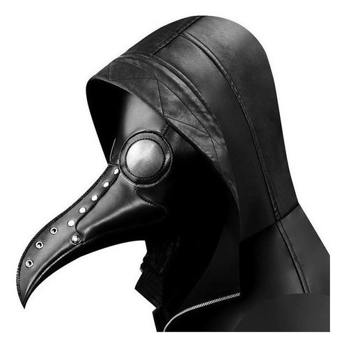 Máscara médica de Black Death con remaches para Halloween, color negro
