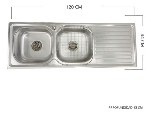 Lavaplatos 120x44 Empotrar Derecho Llave Sifón Desaguo