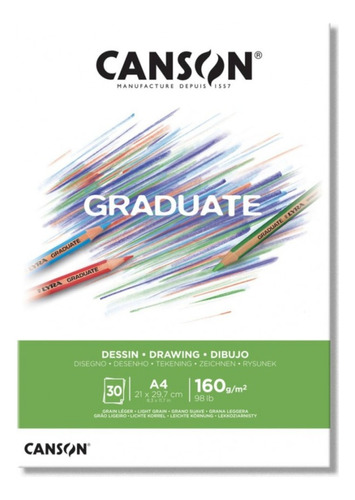 Bitacora Canson Graduate Dibujo A4 160g- 30hojas Grano Suave