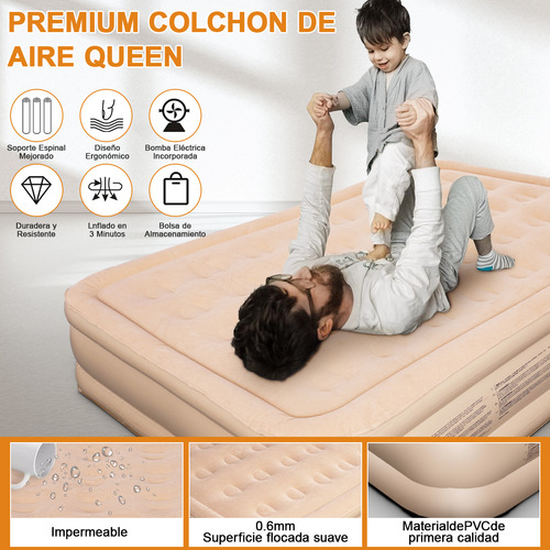 Colchón inflable Queen bomba de aire recargable almohadas 2 4000mAh battery recargable aire bomba 203 152 40 cm