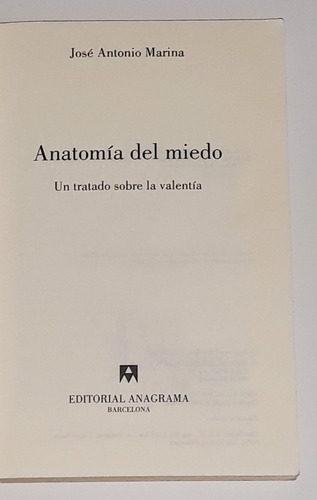 Anatomia Del Miedo / Jose Antonio Marina (Usado)