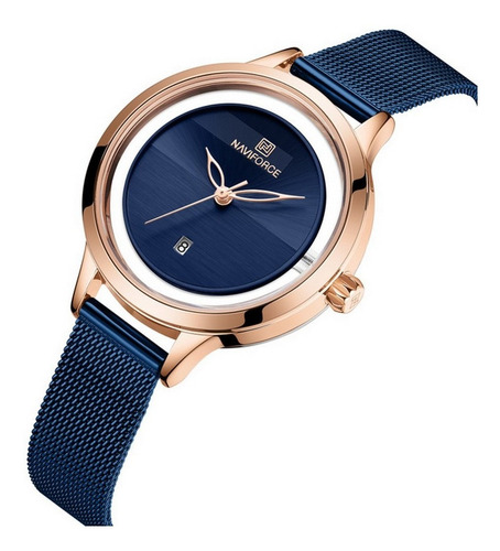 Relógio De Pulso De Quartzo Feminino Naviforce 5014, Cinto D