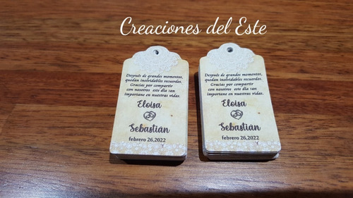 Imagen 8 de 10 de Tags Etiquetas Personalizadas Para Boda O Souvenir X 10