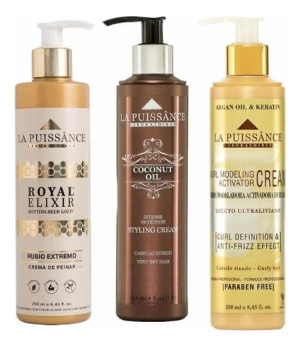 La Puissance Crema De Peinar Coconut + Royal Elixir Y Rulos