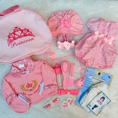 Bebê Reborn Barata Enxoval Princesa + Bolsa Maternidade