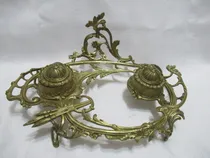 Comprar Antig Tintero Doble Estilo Francés Bronce Recipientes Vidrio