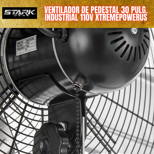 Ventilador De Pedestal 30 PuLG 110v 3 Velocidades Industrial Estructura Negro Aspas Plata Diámetro 30 Frecuencia 60 Hz Material De Las Aspas Metalicas