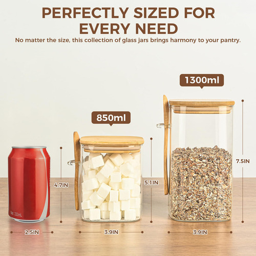 Kmsuperb Contenedor Para AzĂșcar Morena 850 Ml, Tarro De Vid