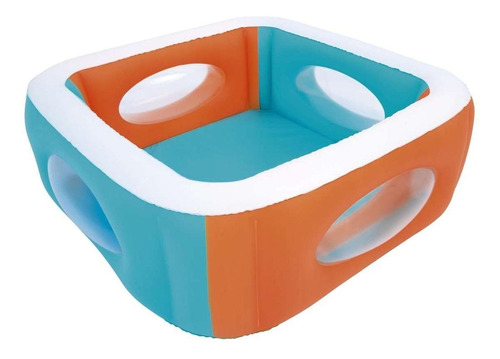 Piscina inflable cuadrada Bestway 51132 de 168cm x 168cm x 56cm 565L naranja y azul y blanca