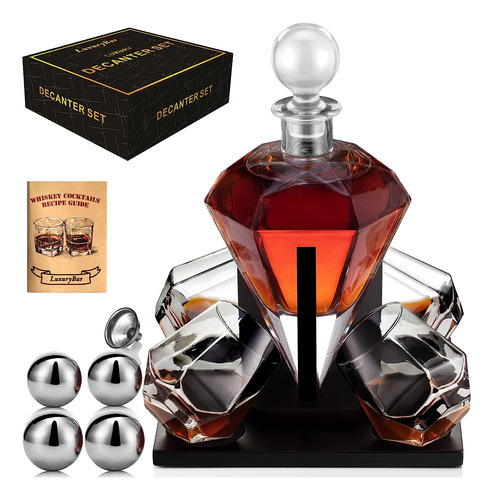 Juego De Decantadores De Whisky Diamond Con Vasos 4 Chillbal