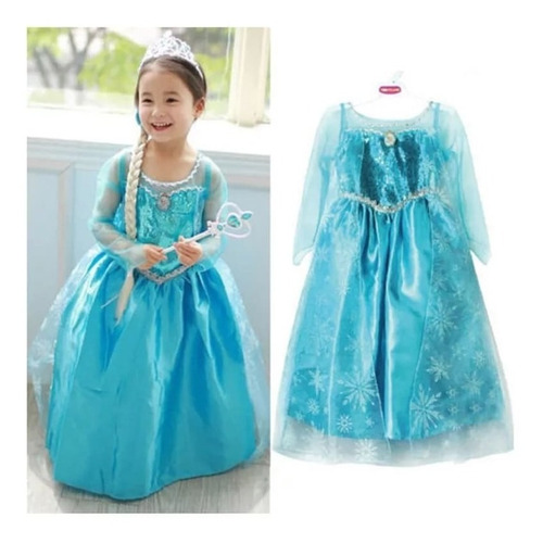 Vestido Elsa Frozen Con Capa 