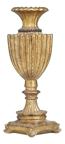 Jarrón Tallado De Polystone Deco 79, 9  X 7  X 18  (oro)