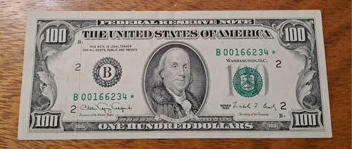 Estados Unidos Billete 100 Dólares 1990 Reposición. Mb ++ (Usado)