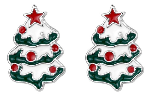 Lindo Arbol De Navidad Pequeños Aretes De Tuerca De Plata De