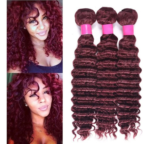 Feel Me 99j Red Wine Deep Wave Paquetes De Cabello Brasileo