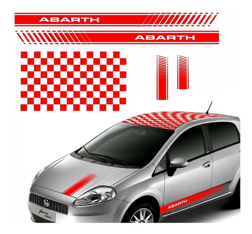 Kit Adesivo Faixa Lateral Capo E Teto Fiat Punto Imp305