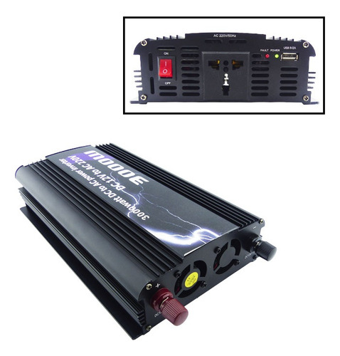 Inversor De Voltaje 12-220 Volt Usb 3000 Watt Para Auto.