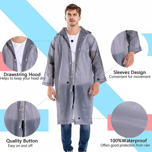 Capa Portátil For Con Capucha Capa Lluvia Tipo Manga