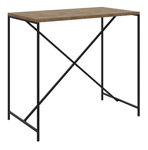Mesa de banco cuadrada de acero estilo Vermont y negra, 110 cm