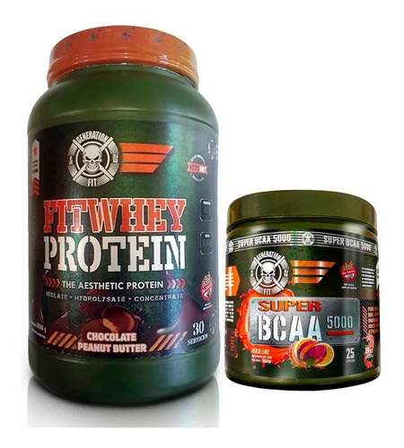 Proteina Fit Whey Generation Fit + Super Bcaa 5000 Masa Musc