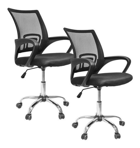 Cadeira de escritório Top Living SILLB2 ergonômica  preta com estofado de mesh x 2 unidades