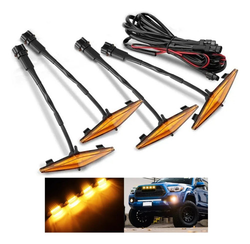 Kit 4 Luces Led Drl Parrilla Toyota Tacoma Ámbar Cable Univ