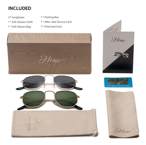 Hipster Hexagonal Gafas De Sol Polarizadas Hombres Mujere...