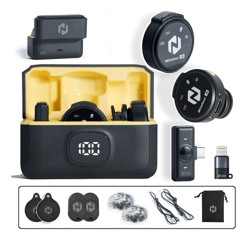 J6 Microfone Duplo 2.4ghz Sem Fio Magnética Type-c