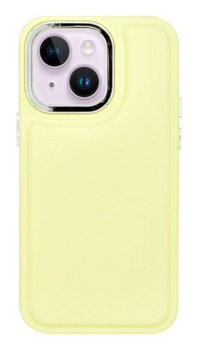 Protector iPhone 13/14 Con Relieve Color Amarillo Pastel