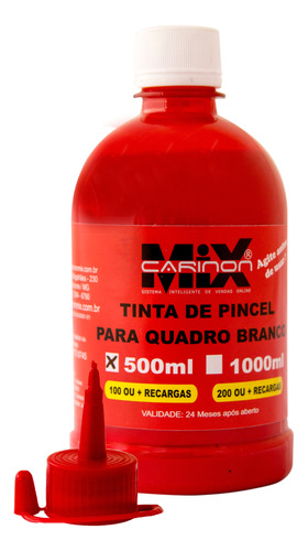 Tinta Para Marcador De Quadro Branco 500 Ml Vermelho