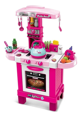 Set Cocina De Juguete Infantil Vapor Agua Sonidos Y Luz Color 008-939 Rosada