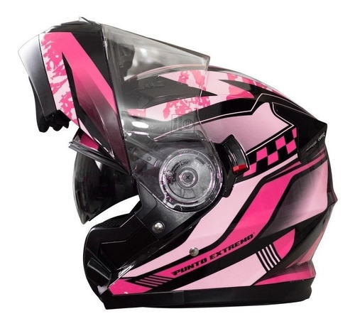 Casco para moto rebatible Punto Extremo XR650  rosa talle XS 