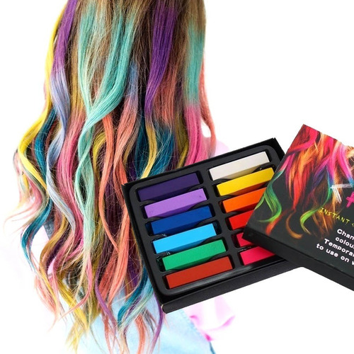 Tizas X 12 De Colores Para Teñir Pintar El Pelo Hair Chalk 